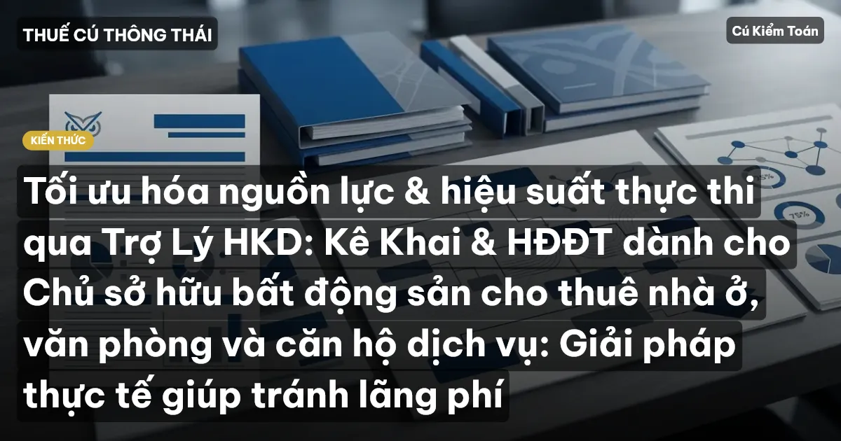 Tối ưu hóa nguồn lực & hiệu suất thực thi qua Trợ Lý HKD: Kê Khai & HĐĐT dành cho Chủ sở hữu bất động sản cho thuê nhà ở, văn phòng và căn hộ dịch vụ: Giải pháp thực tế giúp tránh lãng phí