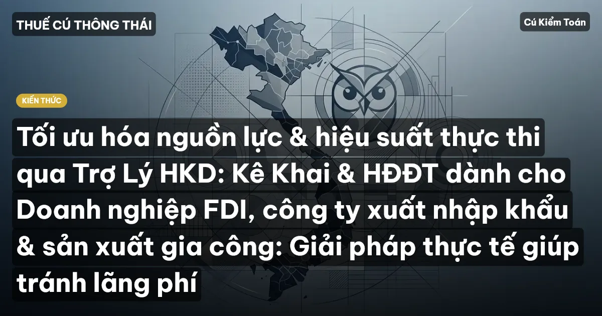 Tối ưu hóa nguồn lực & hiệu suất thực thi qua Trợ Lý HKD: Kê Khai & HĐĐT dành cho Doanh nghiệp FDI, công ty xuất nhập khẩu & sản xuất gia công: Giải pháp thực tế giúp tránh lãng phí