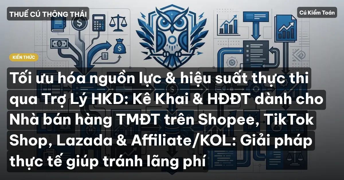 Tối ưu hóa nguồn lực & hiệu suất thực thi qua Trợ Lý HKD: Kê Khai & HĐĐT dành cho Nhà bán hàng TMĐT trên Shopee, TikTok Shop, Lazada & Affiliate/KOL: Giải pháp thực tế giúp tránh lãng phí