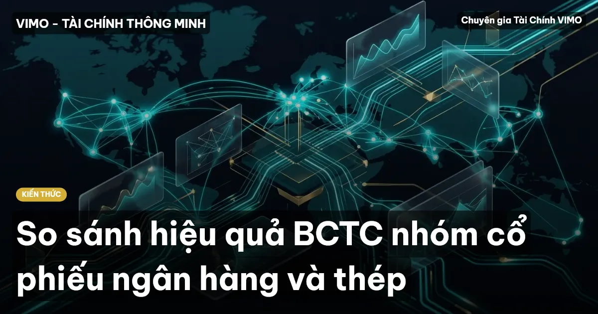 So sánh hiệu quả BCTC nhóm cổ phiếu ngân hàng và thép