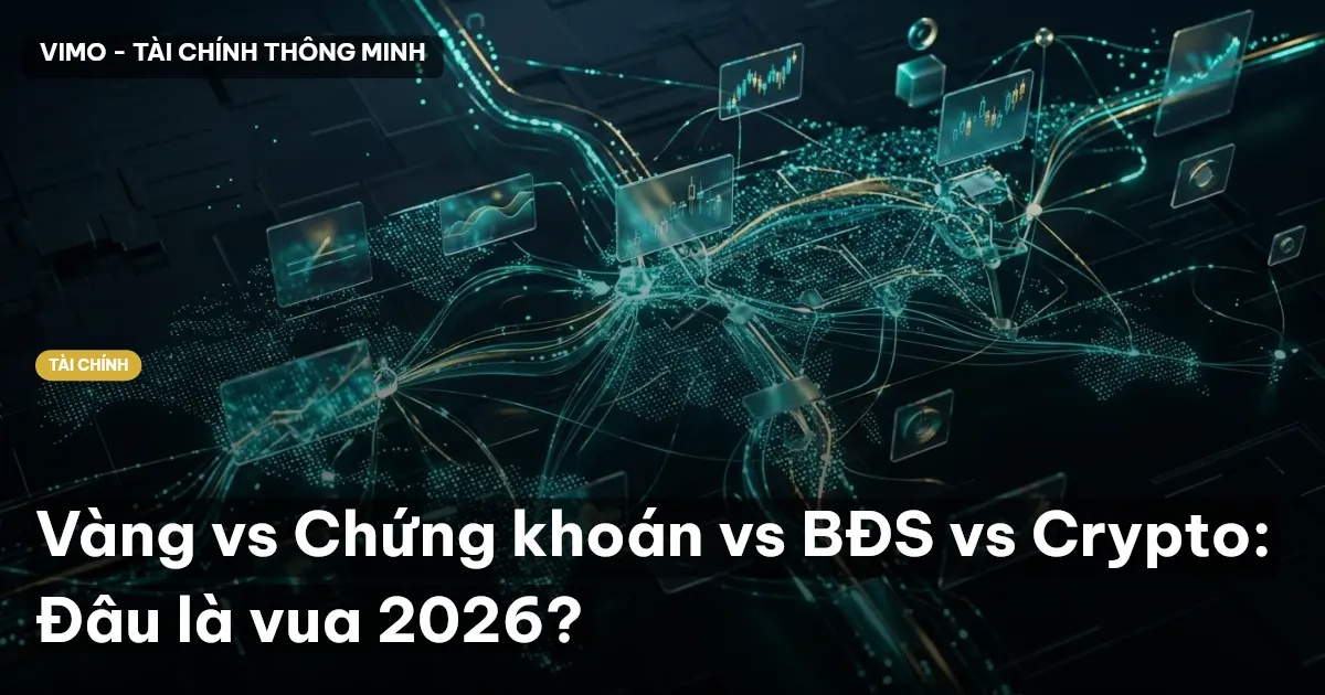 Vàng vs Chứng khoán vs BĐS vs Crypto: Đâu là vua 2026?