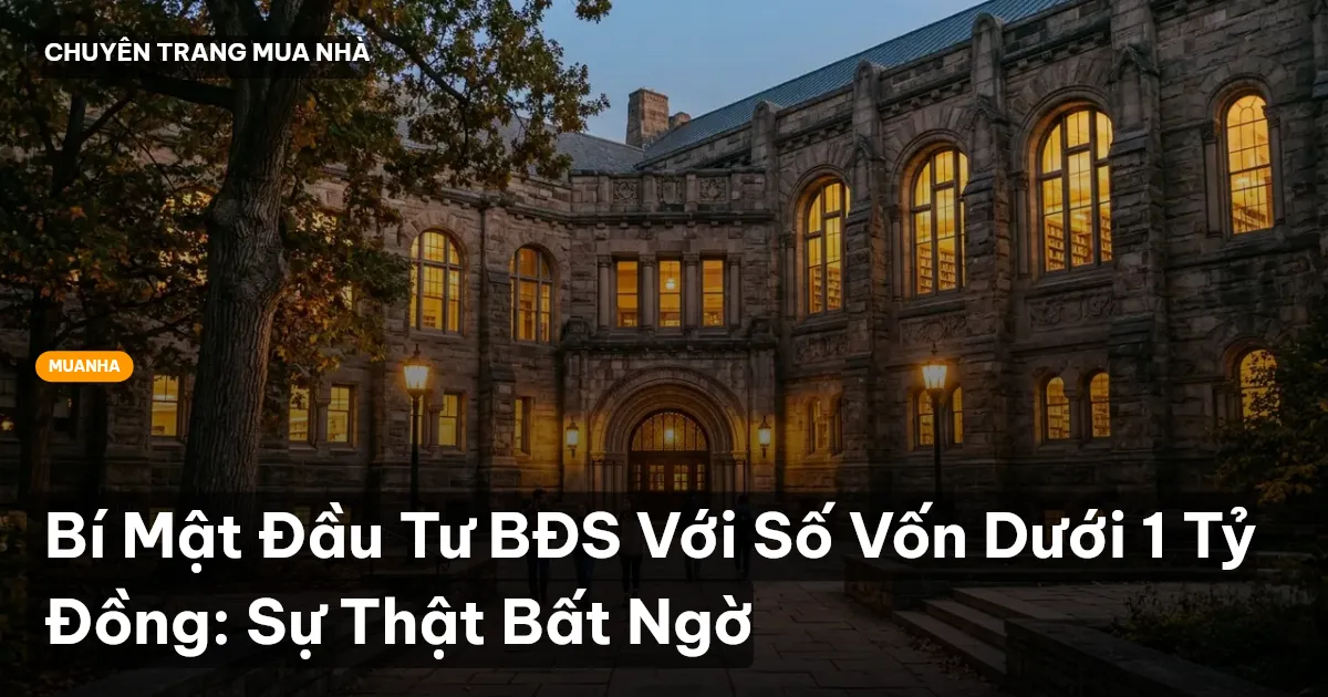 Bí Mật Đầu Tư BĐS Với Số Vốn Dưới 1 Tỷ Đồng: Sự Thật Bất Ngờ